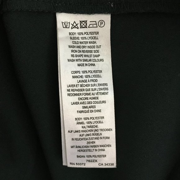 French Connection Sheer Sleeves Blouse Crew Neck Size M Green Stretch - Picture 8 of 12